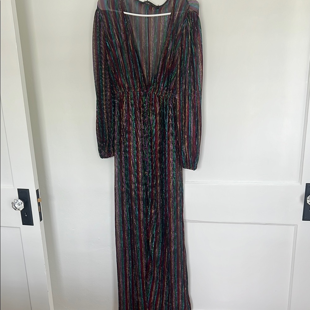 Elegant Multicolor Striped Dress